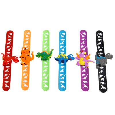 China Soft Toy Flybear Cute Silicone Dinosaur Snap Bracelet Sili Kids Snap On Bracelet Dinosaur Lovely Printed On Silicone Snap Bracelet for sale