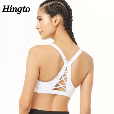 China Antibacterial Custom Breathable Female White Color Band Adjustable Strap Sports Bra Comfortable Sports Bra for sale