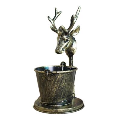 China Home Creative Deer Metal Bucket Movable 2020 New Products Antique Decoration Ashtray For Table Ornaments for sale