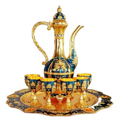 China Hot Selling Luxurious Yiwu Wholesale European Wine Gift Set 8 Piece Wine Pot Sets Popular Arabic Wine Sets for sale