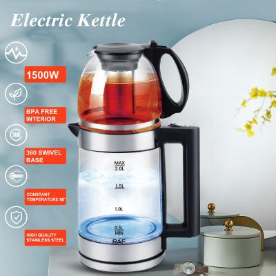 China Kettle double layer stainless steel hot water pot, electric child and mother pot, large capacity fruit teapot for sale