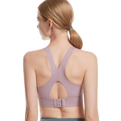 China QUICK DRY Sleek Women's Elegant Shape Women's Gather Back Yoga Vest Fitness Ladies Shockproof Running Bra for sale