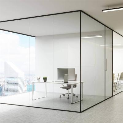 China Contemporary High Quality Sound Proof Office Supply Glass-to-Glass Doors Tempered Partition Glass for sale