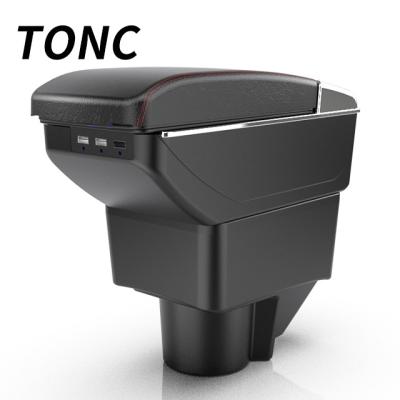 China TONC Storage Box For Ford Fiesta Multifunction Black Center Console Storage Box Seat Armrest Box With Cup Holder And USB Car Accessories for sale