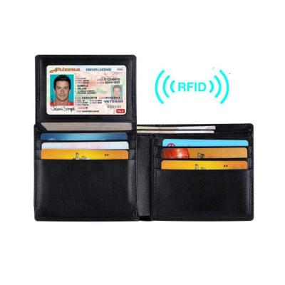 China Hot Sales RFID Quality Classic Leather Bifold Wallet Genuine Leather High Quality Man Genuine Leather Wallet For Men for sale