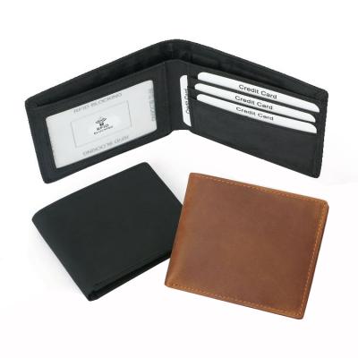 China Newest Design RFID Luxury Crazy Horse Custom Wallet For Men Genuine Leather Bifold Wallet for sale