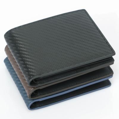 China Custom Rfid Bifold RFID Blocking Minimalist Slim Wallet Carbon Fiber Leather Men Wallet for sale