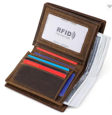 China RFID Blocking Ultra Thin Wallet Custom Made RFID Blocking Men Minimalist Bifold Genuine Leather Slim Wallet for sale