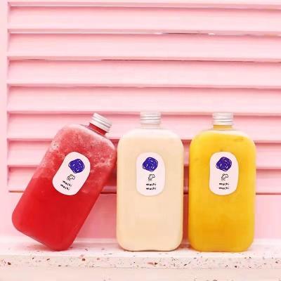 China 500ml Clear Plastic Beverage Bottle Pet Fruit Juice Bottle With Cover Milk Tea Bottle for sale