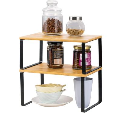 China Sustainable Stackable and Expandable Bamboo Sideboard and Counter Shelf Organizer for sale