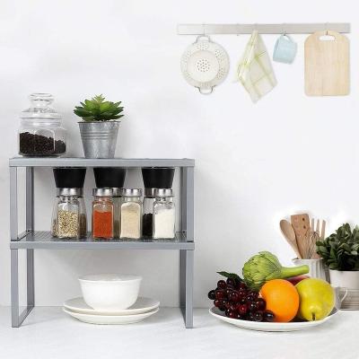 China Sustainable Kitchen 2-Pack Bathroom Cabinet and Counter Shelf Stackable Expandable Storage Organizer Rack Spi Rack for sale