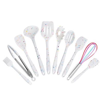 China 2021HOT Sustainable Silicone Kitchen Utensil Set 10 Pieces Tool Silicone Heat Resistant Nonstick Bakeware Cooking Tools for sale