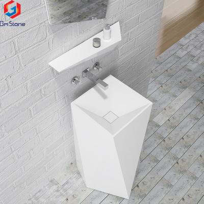 China Non-toxic safe solid surface diamond shape artificial stone bathroom sinks/luxury washbasins and sinks for sale