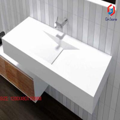 China Modern Solid Acrylic Resin Stone Washbasin Modern Artificial Bathroom Sink Outdoor Stone Wall Hung Basin for sale