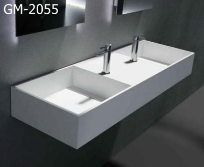 China Acrylic Modern Solid Resin Exterior Stone Wall Hung Wash Basin Double Bathroom Modern Bathroom Sinks for sale