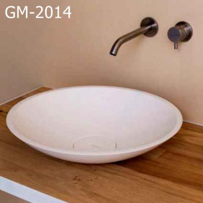 China Modern solid outdoor rough stone bathroom sink/table top washbasin/round circular washbasin for sale