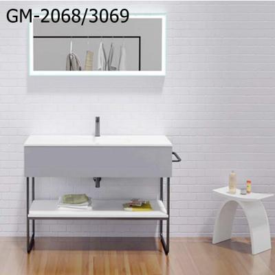 China Modern Italian Designed Bathroom Wall-hung Solid Surface Artificial Stone Sink Cabinet for sale