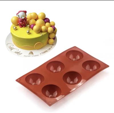 China Large 6 Holes Amazon Viable Success Chocolate Bomb Mold Cupcake Round Silicone Mold Tool Silicone Soap Baking Baking Molds for sale