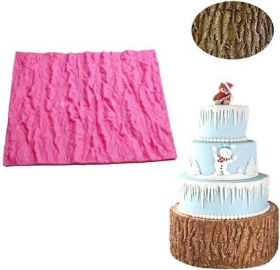 China Cake Decorating Silicone Mold Viable Tree Bark Lace Up Baking Tools Fondant Baking Sugar Craft Tools for sale