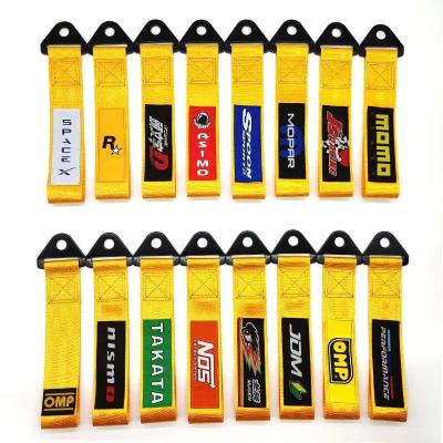 China Hot selling rear tow jdm racing car tow strap manufacturer with sparco trd takata momo brand logo printing for sale