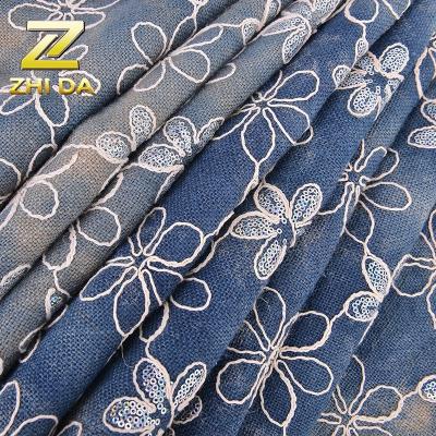 China Sustainable New Design Embroidered Cheap 100 Jute Linen Fabric For Fashion Bag for sale