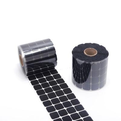 China Heat Resistant Black White Back Adhesive Hook and Loop Square Hook and Loop Dots Adhesive Sticker for sale