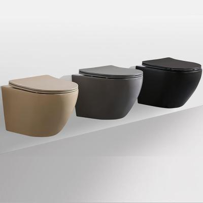 China Hot Selling Double-Flow Multicolor Small Size Custom Made Toilet Bowl Matte Black Wall Hung Toilet for sale