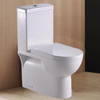 China New Design Double-Flow European Customize Two Piece Ceramic Toilet Bowl Rimless Bathroom Toilets for sale