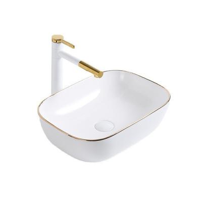 China Factory Supplier New Art Design Modern Basin Cabinet White Gold Solid Outdoor Basin Sink Bowl For Project for sale