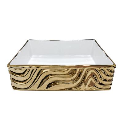 China New Wave Texture Square Creative Unique Sink Basin Small Ceramic Rectangular Bathroom Sinks for sale