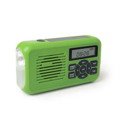 China PORTABLE Emergency Solar Rechargeable Crank Operated Am/fm Radio With Alerted Led Flashlight And Cell Phone Charger for sale