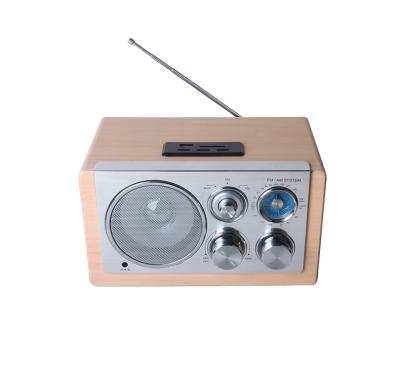 China Retro AUXINE AM/FM Radio WMA Wooden Vintage MP3 Player FM AM USB SD Card Wooden FM Speakers for sale