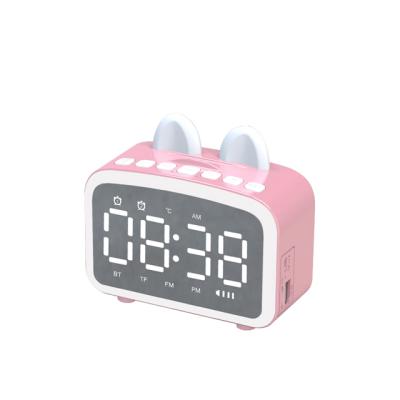 China Bedroom ; hotel; House ; Mini Portable Wireless Clock Screen Clock Card Radio Alarm Clock Manufacturer Mirror Speaker BT Audio Speaker for sale