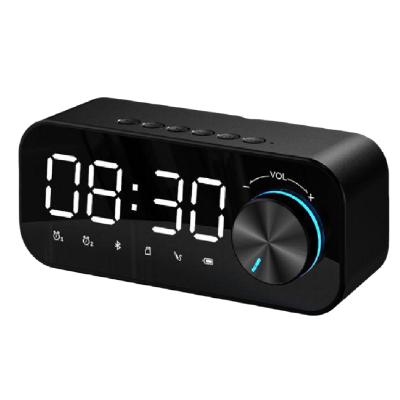 China Small Mini Card IrPlay Mirror Alarm Clock Phone Outdoor Wireless Speaker BT Radio Radio Stereo Clock Smart Gift for sale