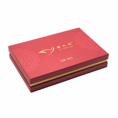 China Recycled Materials Sell High Quality Red Fancy Kraft Paper Cardboard Rigid Lid And Gift Box Wholesale Bottom Packaging for sale