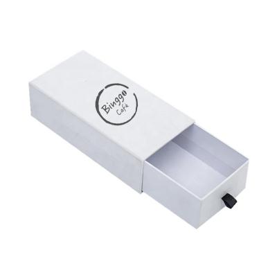 China Recycled Materials Factory White Sliding Cardboard Gift Drawer Custom Packaging Box With Ribbon for sale