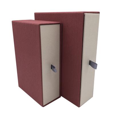 China Recyclable Custom Wholesale Cardboard Paper Recyclable Book Shape Gift Box Drawer Rigid Sliding Box With Handle for sale