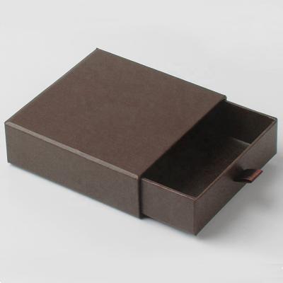 China Recycled Small Jewelry Custom Materials Recyclable Kraft Paperboard Packaging Cardboard Sliding Drawer Gift Box With Ribbon for sale