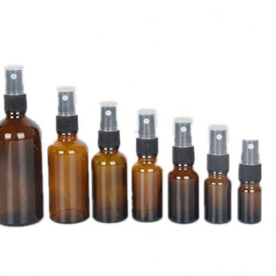 China Hot Sale Recyclable 5ml 10ml 15ml 20ml 30ml 50ml 100ml Amber Glass Euro Round Fine Mist Spray Bottle for sale