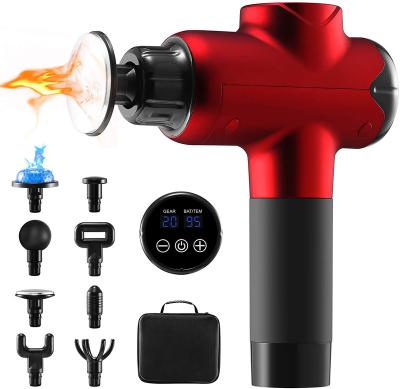 China Mini Massage Gun Handheld 8 Head Percussion 20 Speed ​​Muscle Massage Gun Deep Body Heat Body Tissue for sale