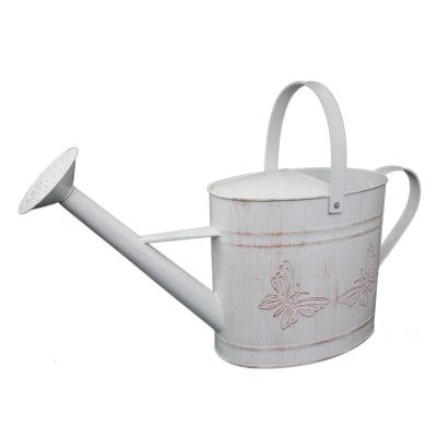 China Widely Used Nice Simple Design Durable White Metal Fancy Watering Can Plant Pot For Outdoor And Indoor House Plants for sale