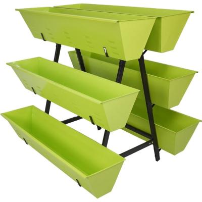 China Easy Assemble Minimalist 3-Tier Raised Garden Planter Double Large Side Balcony Unique Planter for sale