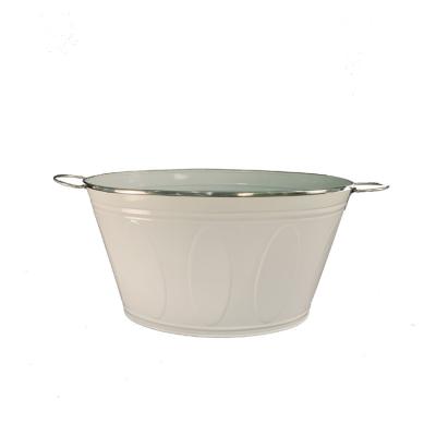 China Viable High Quality Classic Design Promotional Custom Round Galvanized Zinc Champagne Ice Buckets With Handle for sale