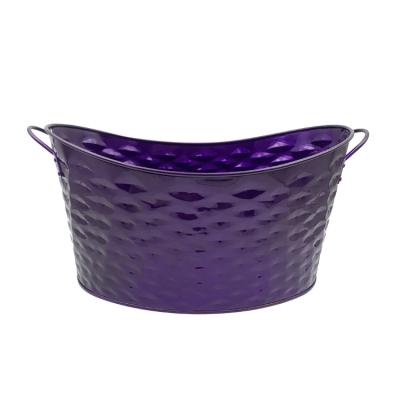 China Customized Viable Purple Large Capacity Ice Buckets Metal Party Tub Ice Bucket Beer Bar Hotel With Handles for sale