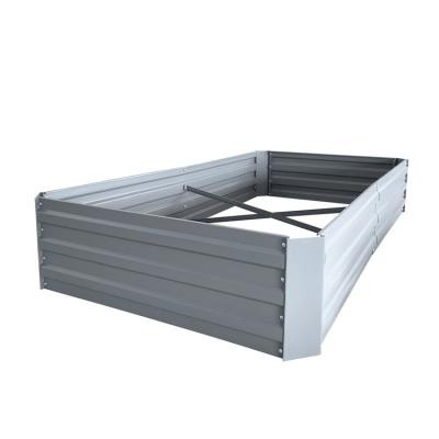 China Easy Assemble Large Luxury Outdoor Galvanized Metal Rectangle Planter Box For Vegetables Herb Flowers Garden Grow Bed for sale