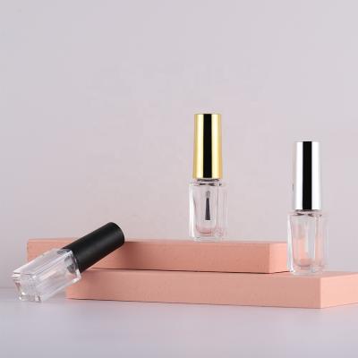 China Custom Transparent Personal Care Square 3ml Nail Polish Bottle With Cap And Brush for sale