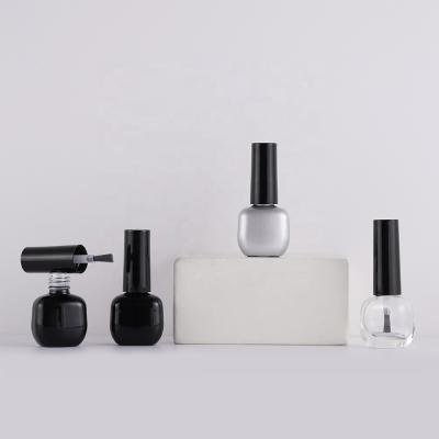 China Personal Care Factory Stock 6ml Silver Black Clear Square Nail Polish Glass Bottle With Cap And Brush for sale