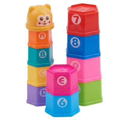 China Baby Bath Toy Cup Plastic Hot Selling Hexagonal Stacked Toys for sale