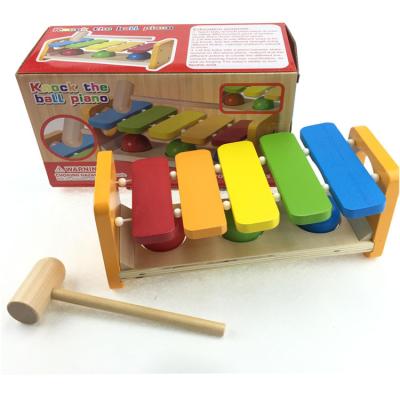 China Cartoon Toy 2 In 1 Baby Wooden Hand Blow Wooden Educational Toy Musical Instrument Kids Children Hand Xylophone for sale