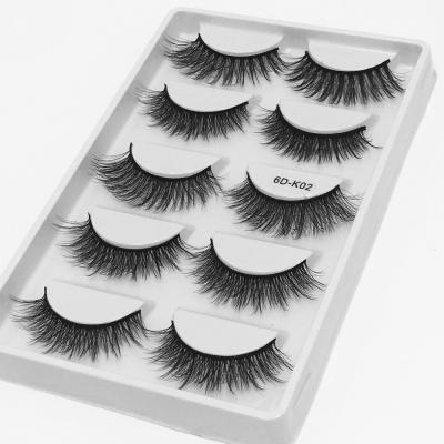 China Wholesal Fluctuating Price 5 Pairs Faux Mink Eyelashes Handmade Mink Strip 3D 5D 6D Lashes Multi Pack 5 Pairs/Box False Eyelashes 6D-K01 for sale